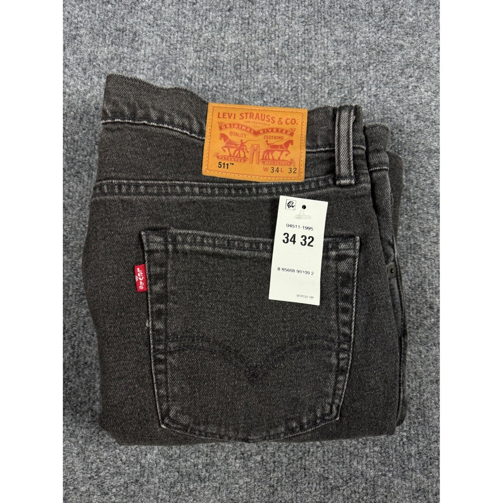 Levis 511 Slim Fit Jeans Mens 34x32 Charcoal Gray Denim 04511-1995 NWT